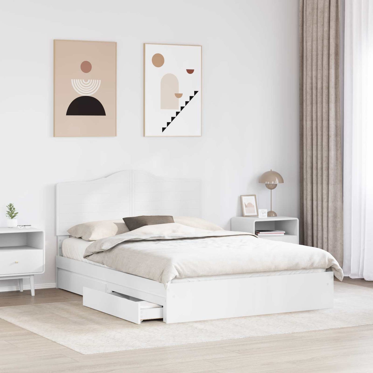 vidaXL Κρεβάτι Αποθήκης Λευκό 140 x 190 cm Επεξεργασμένο ξύλο