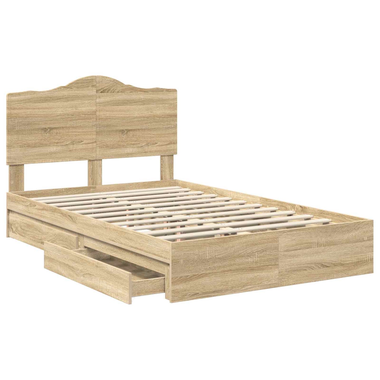 vidaXL Κρεβάτι Αποθήκης Δρύς Sonoma 135 x 190 cm Επεξεργασμένο ξύλο
