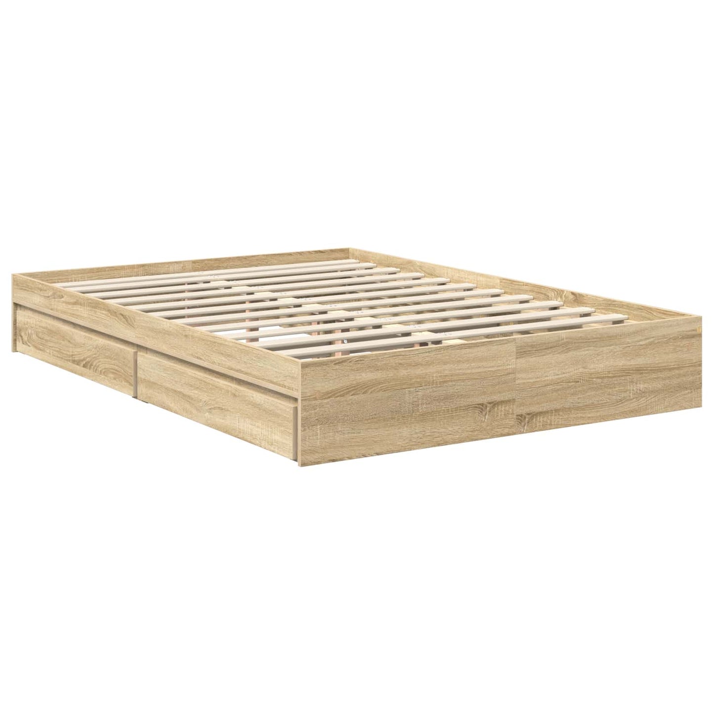 vidaXL Κρεβάτι Αποθήκης Δρύς Sonoma 135 x 190 cm Επεξεργασμένο ξύλο