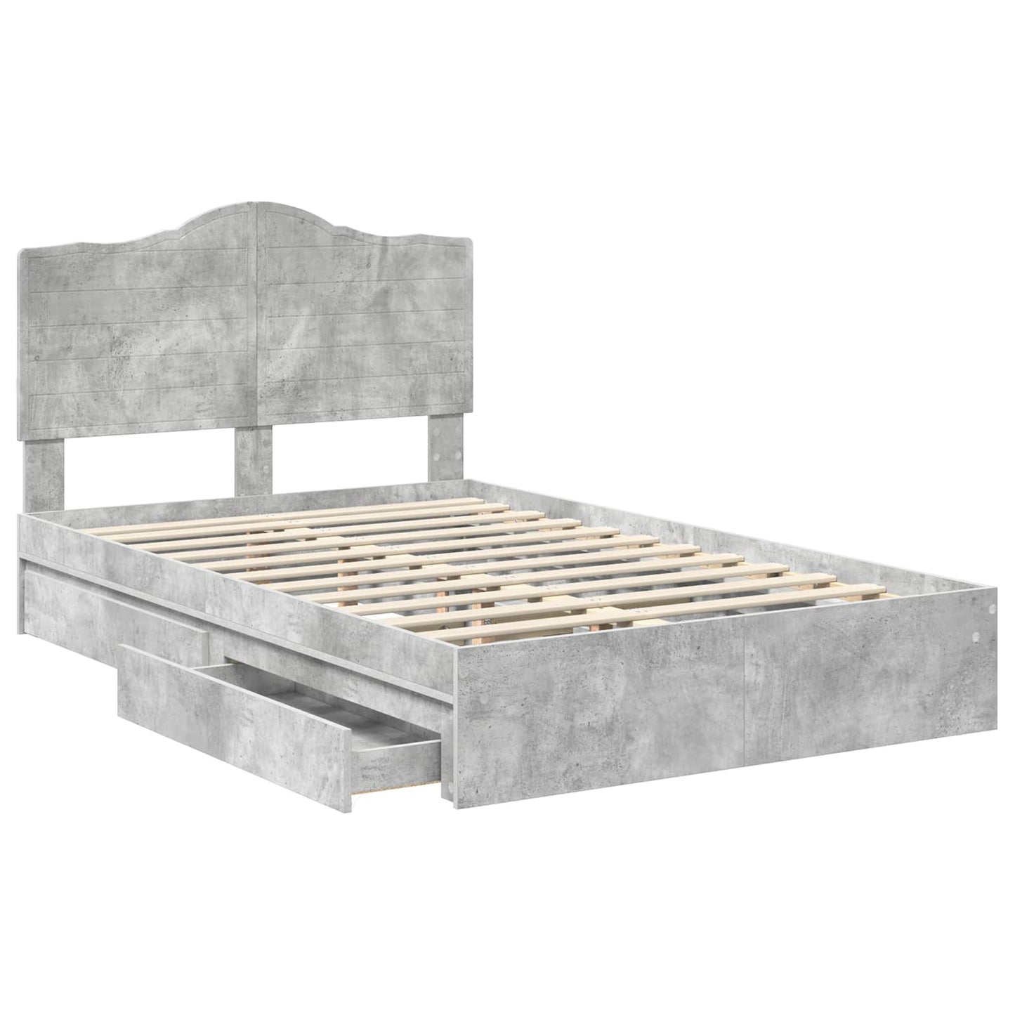 vidaXL Κρεβάτι Αποθήκης Σκυρόδεμα Γκρι 135 x 190 cm Επεξεργασμένο ξύλο