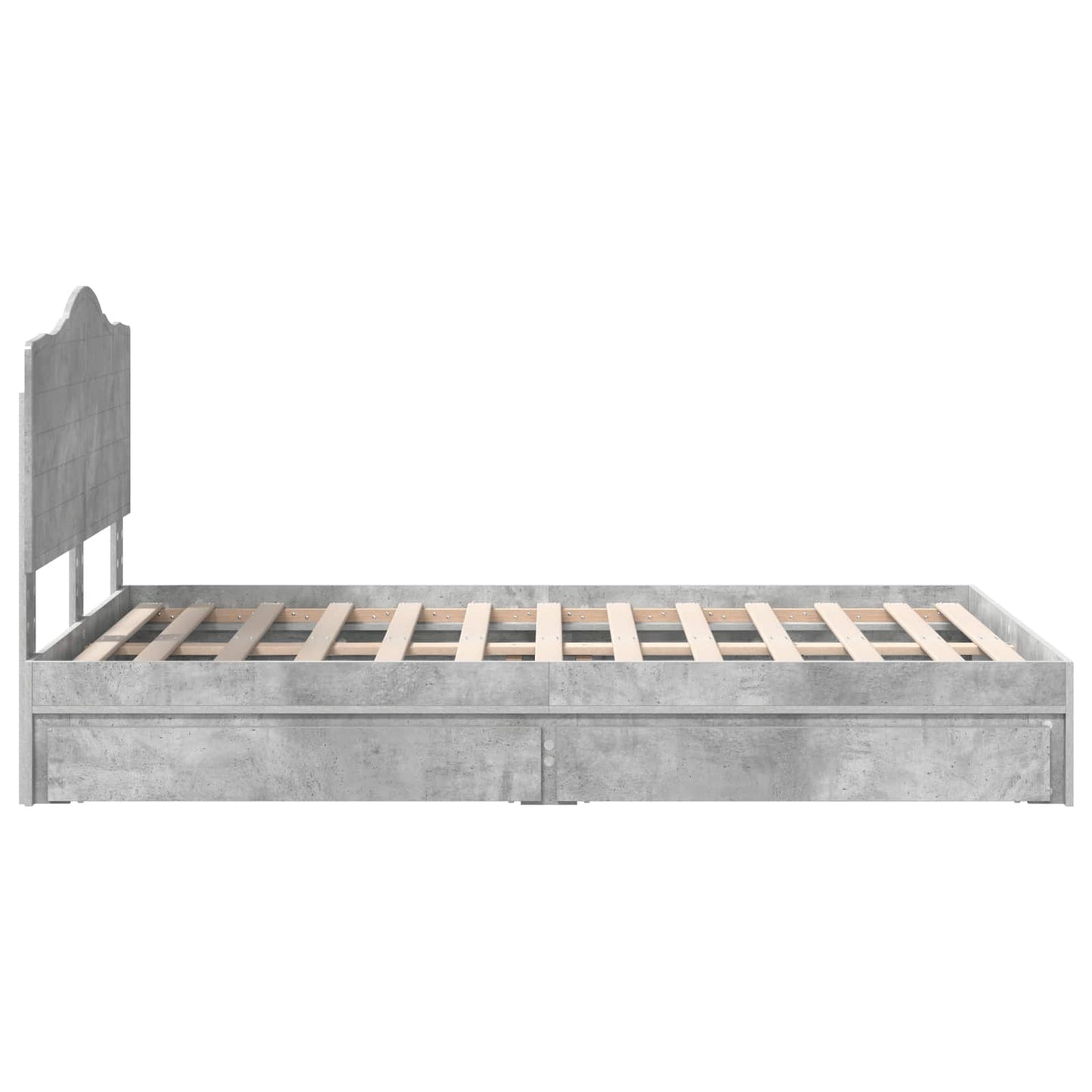 vidaXL Κρεβάτι Αποθήκης Σκυρόδεμα Γκρι 135 x 190 cm Επεξεργασμένο ξύλο