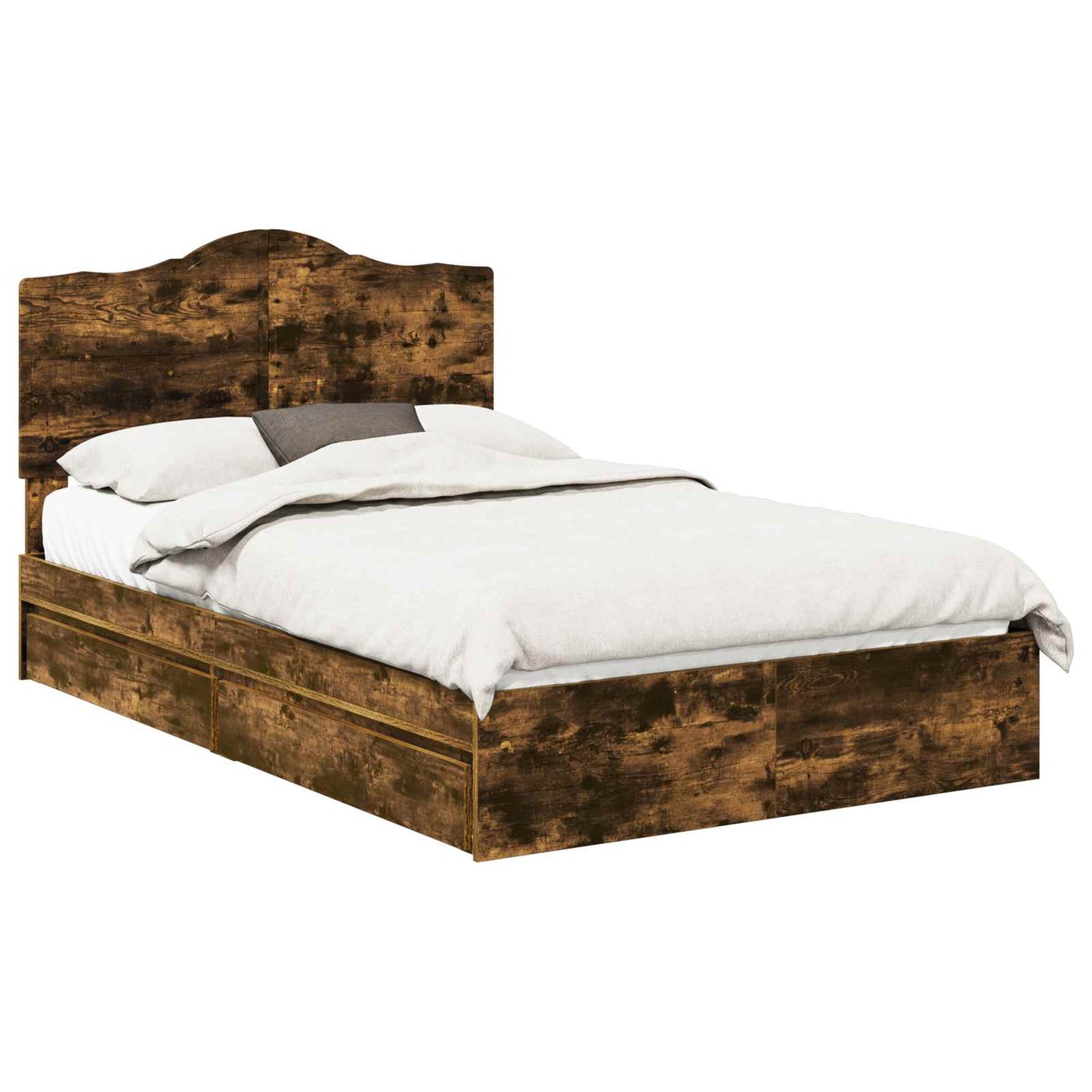 vidaXL Κρεβάτι Αποθήκης Καπνιστό Δρύς 135 x 190 cm Επεξεργασμένο ξύλο