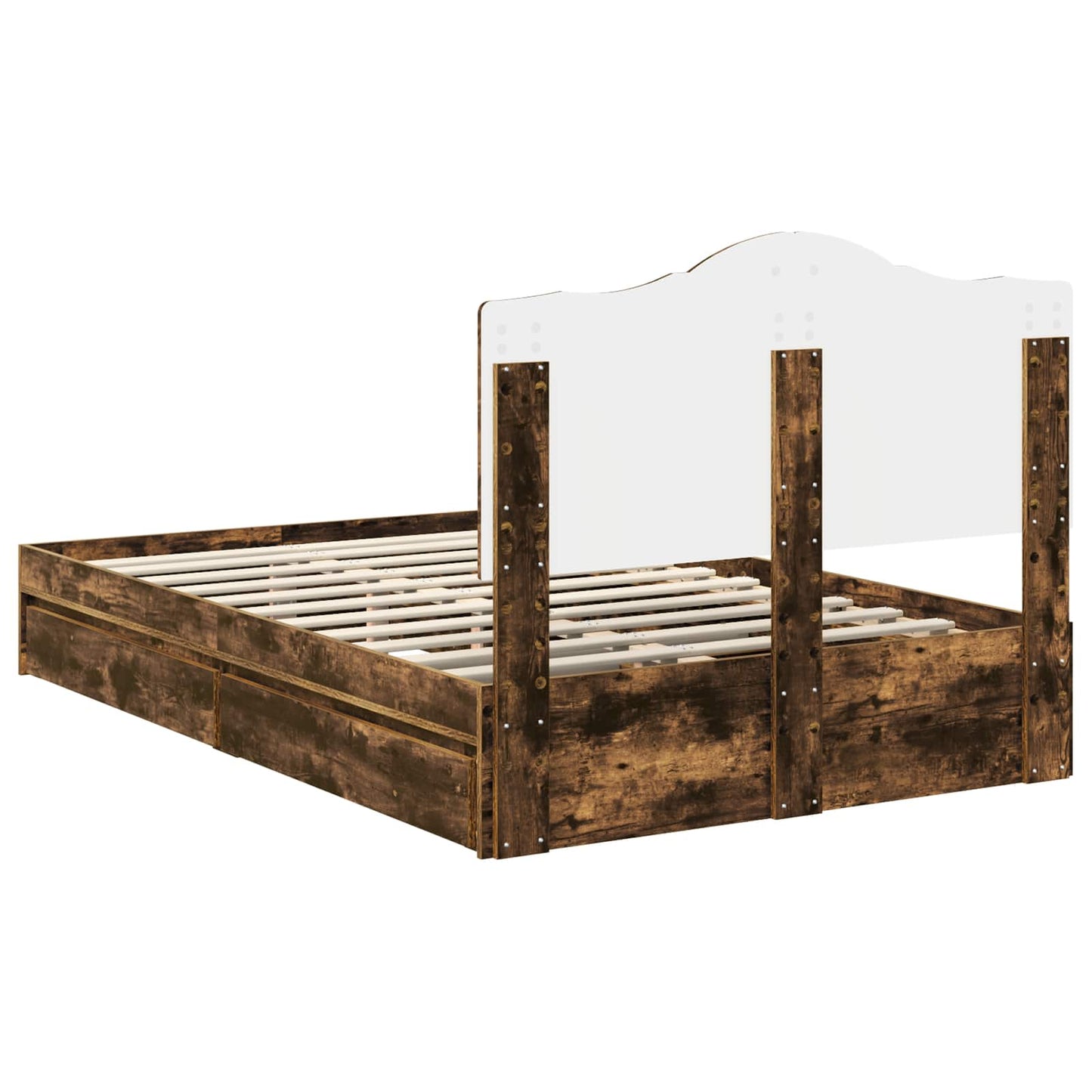 vidaXL Κρεβάτι Αποθήκης Καπνιστό Δρύς 135 x 190 cm Επεξεργασμένο ξύλο