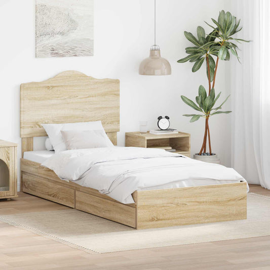 vidaXL Κρεβάτι Αποθήκης Δρύς Sonoma 100 x 200 cm Επεξεργασμένο ξύλο