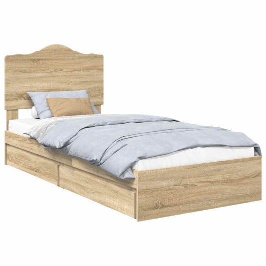 vidaXL Κρεβάτι Αποθήκης Δρύς Sonoma 100 x 200 cm Επεξεργασμένο ξύλο