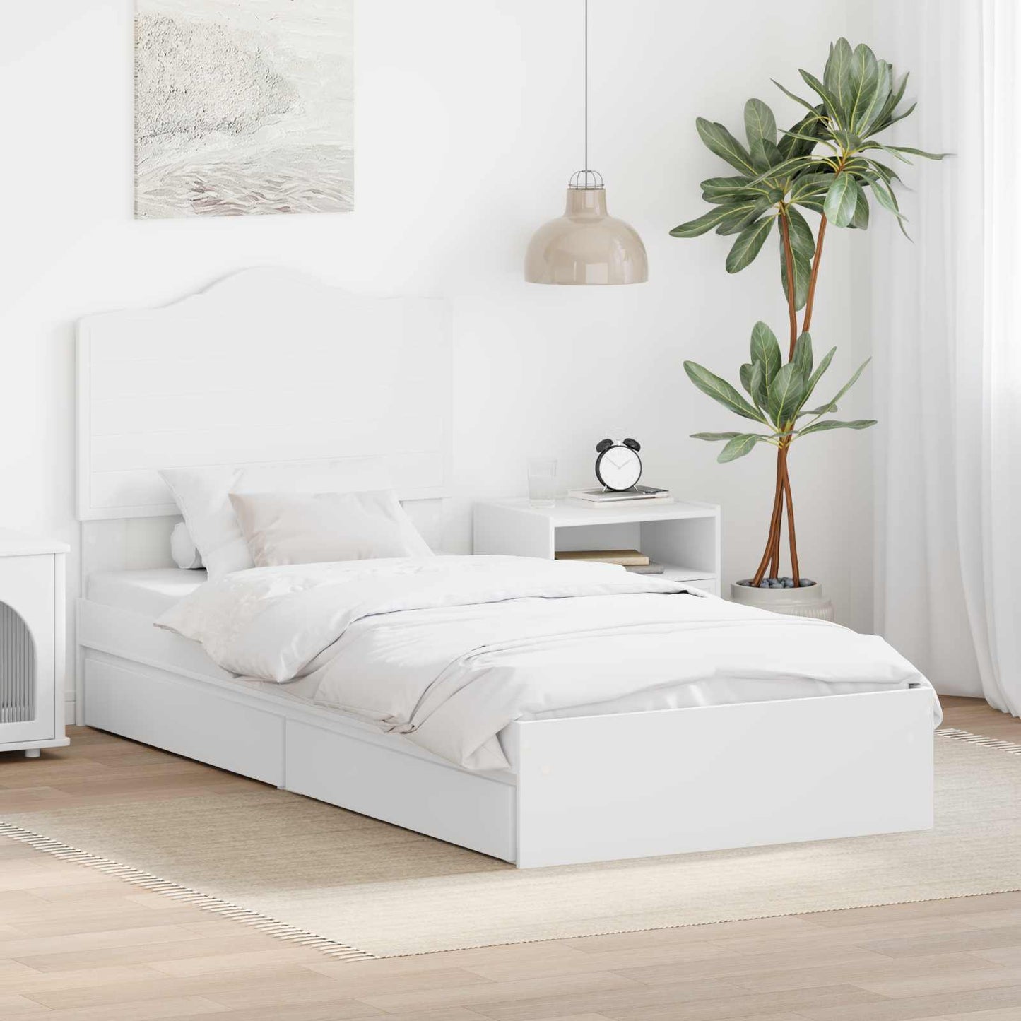 vidaXL Κρεβάτι Αποθήκης Λευκό 90 x 200 cm Επεξεργασμένο ξύλο