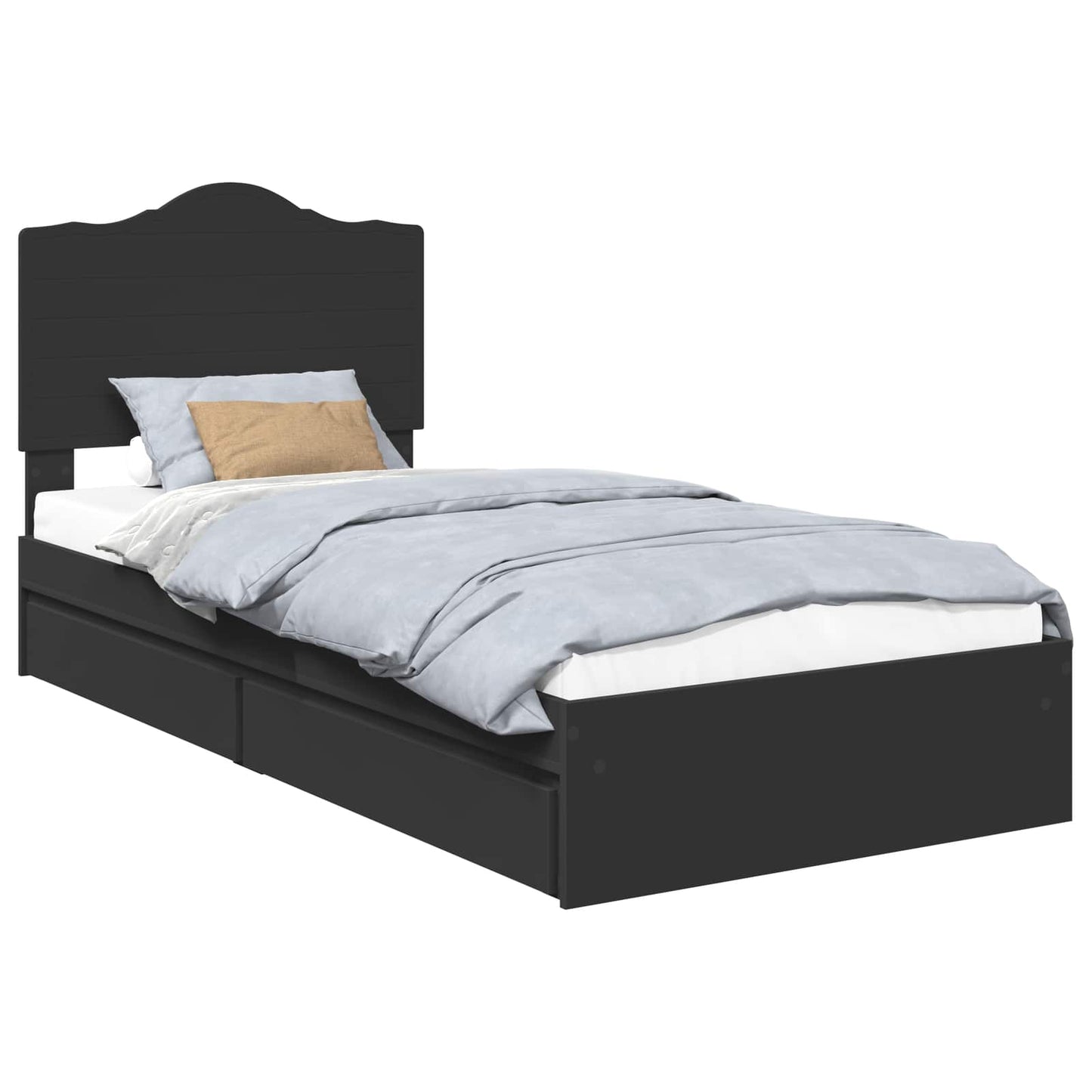 vidaXL Κρεβάτι Αποθήκης Μαύρο 90 x 190 cm Επεξεργασμένο ξύλο