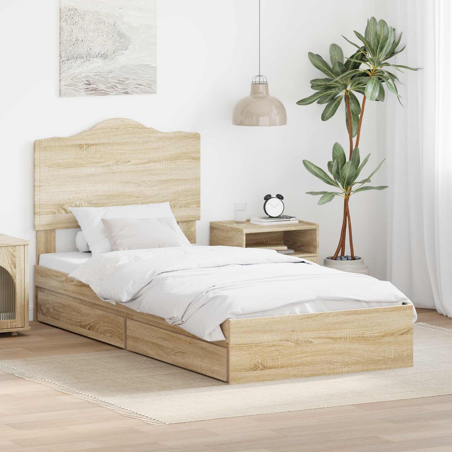 vidaXL Κρεβάτι Αποθήκης Δρύς Sonoma 90 x 190 cm Επεξεργασμένο ξύλο