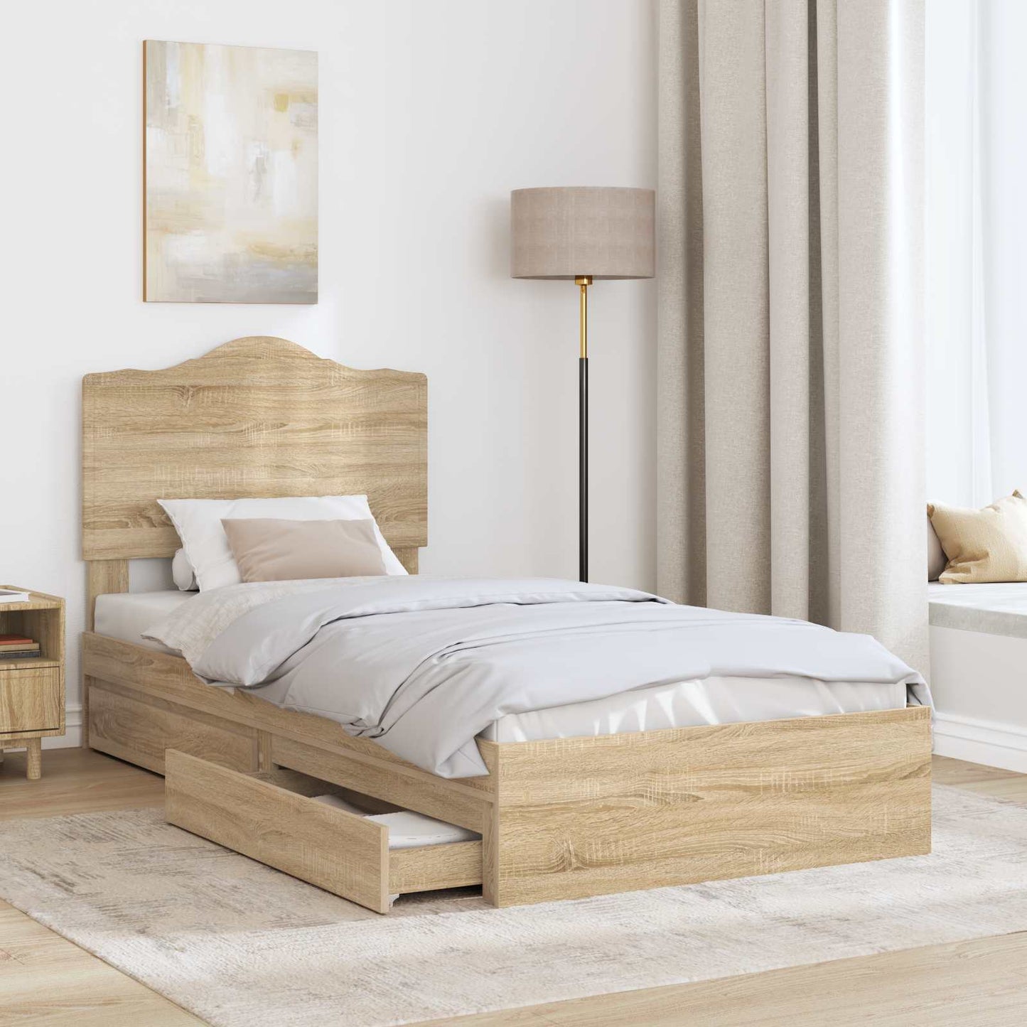 vidaXL Κρεβάτι Αποθήκης Δρύς Sonoma 90 x 190 cm Επεξεργασμένο ξύλο