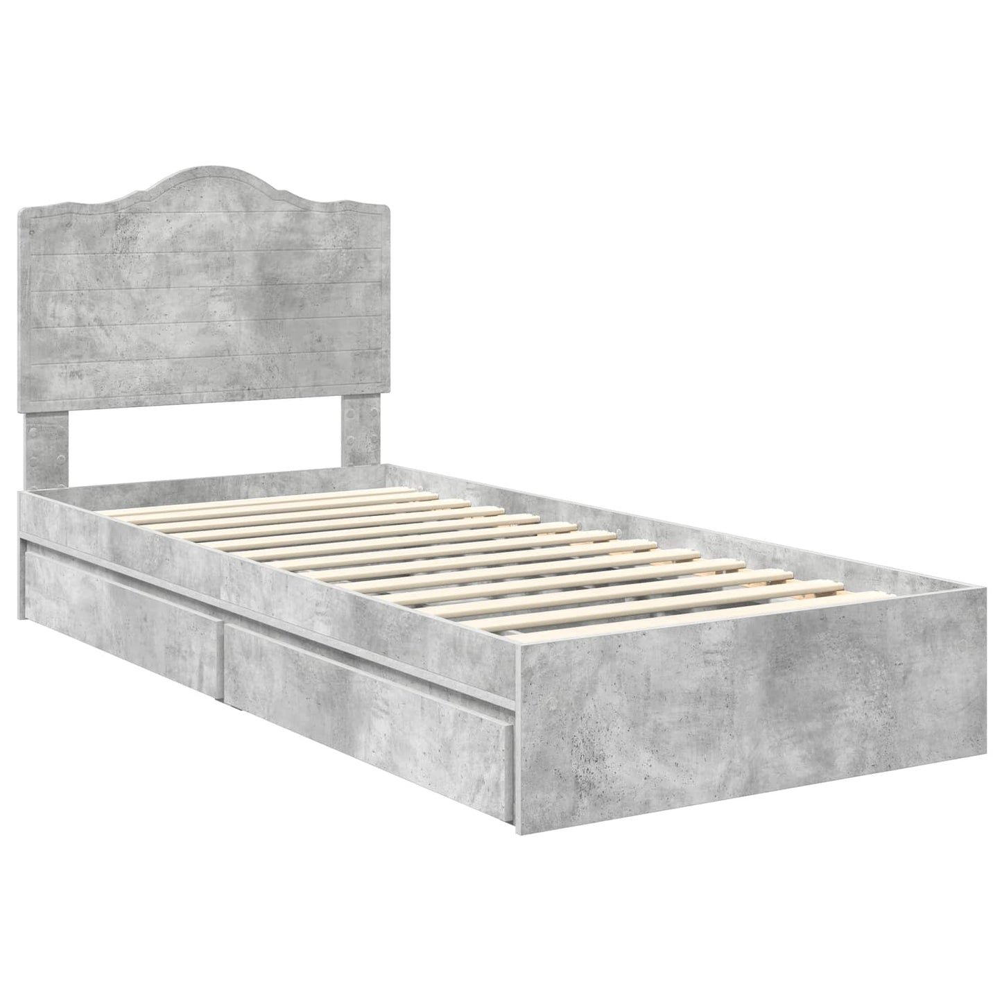 vidaXL Κρεβάτι Αποθήκης Σκυρόδεμα Γκρι 90 x 190 cm Επεξεργασμένο ξύλο