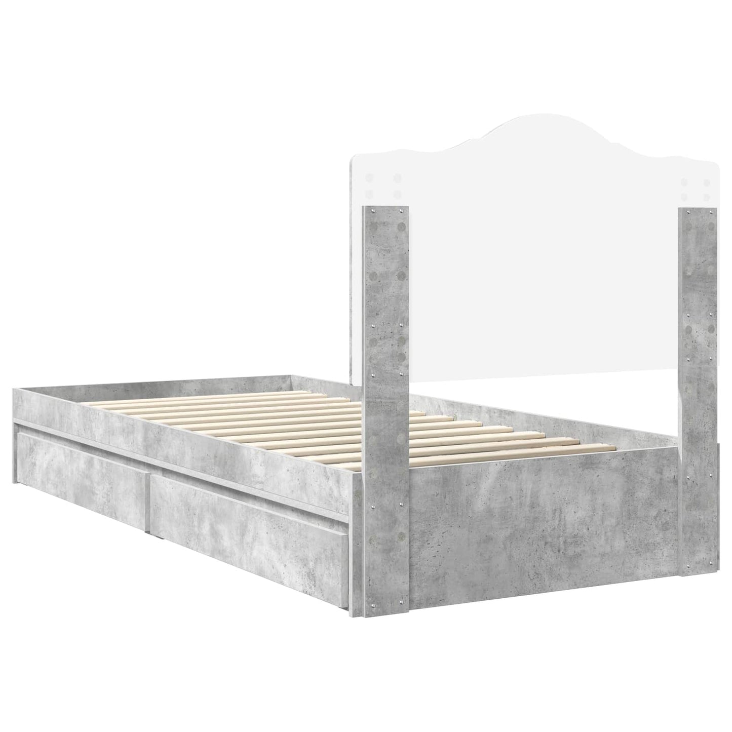 vidaXL Κρεβάτι Αποθήκης Σκυρόδεμα Γκρι 90 x 190 cm Επεξεργασμένο ξύλο