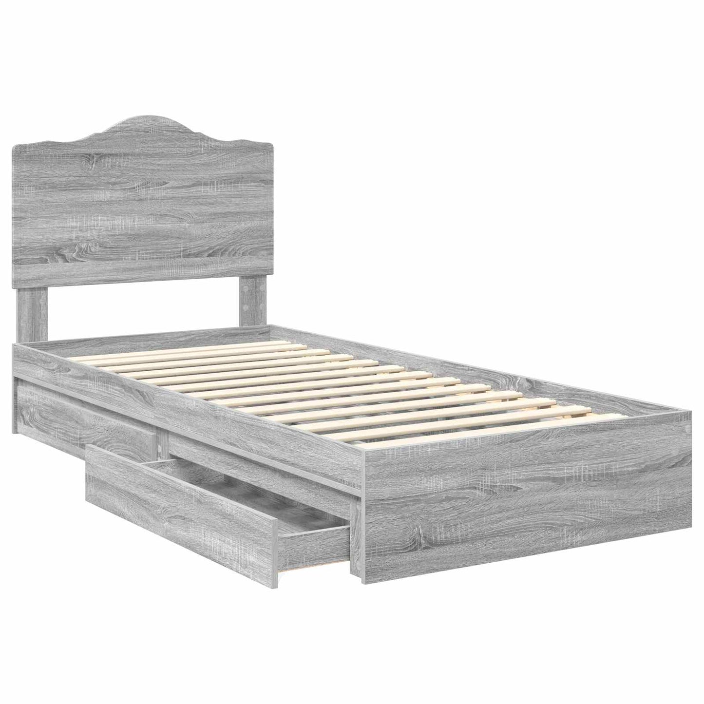 vidaXL Κρεβάτι Αποθήκης Γκρίζο Σονομα 90 x 190 cm Επεξεργασμένο ξύλο