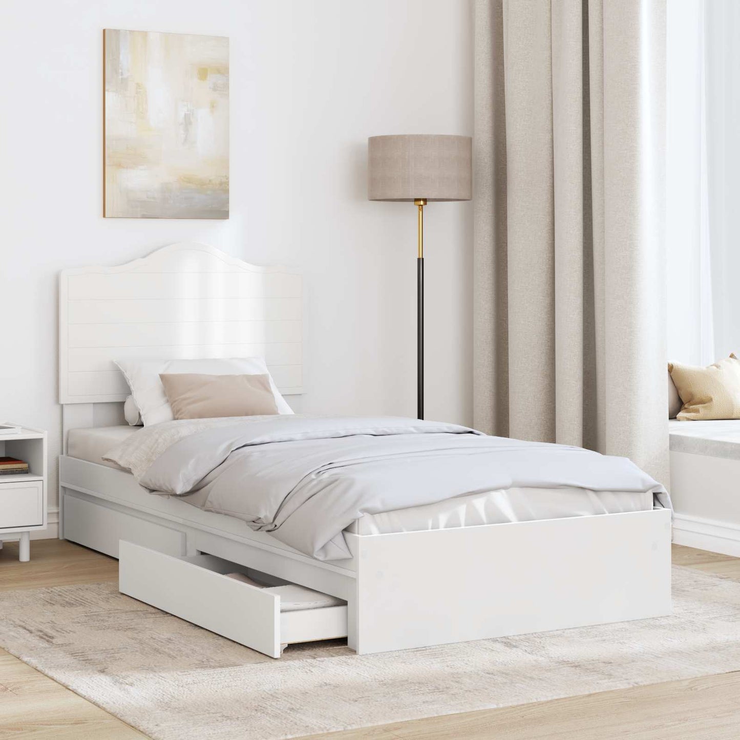 vidaXL Κρεβάτι Αποθήκης Λευκό 70 x 190 cm Επεξεργασμένο ξύλο