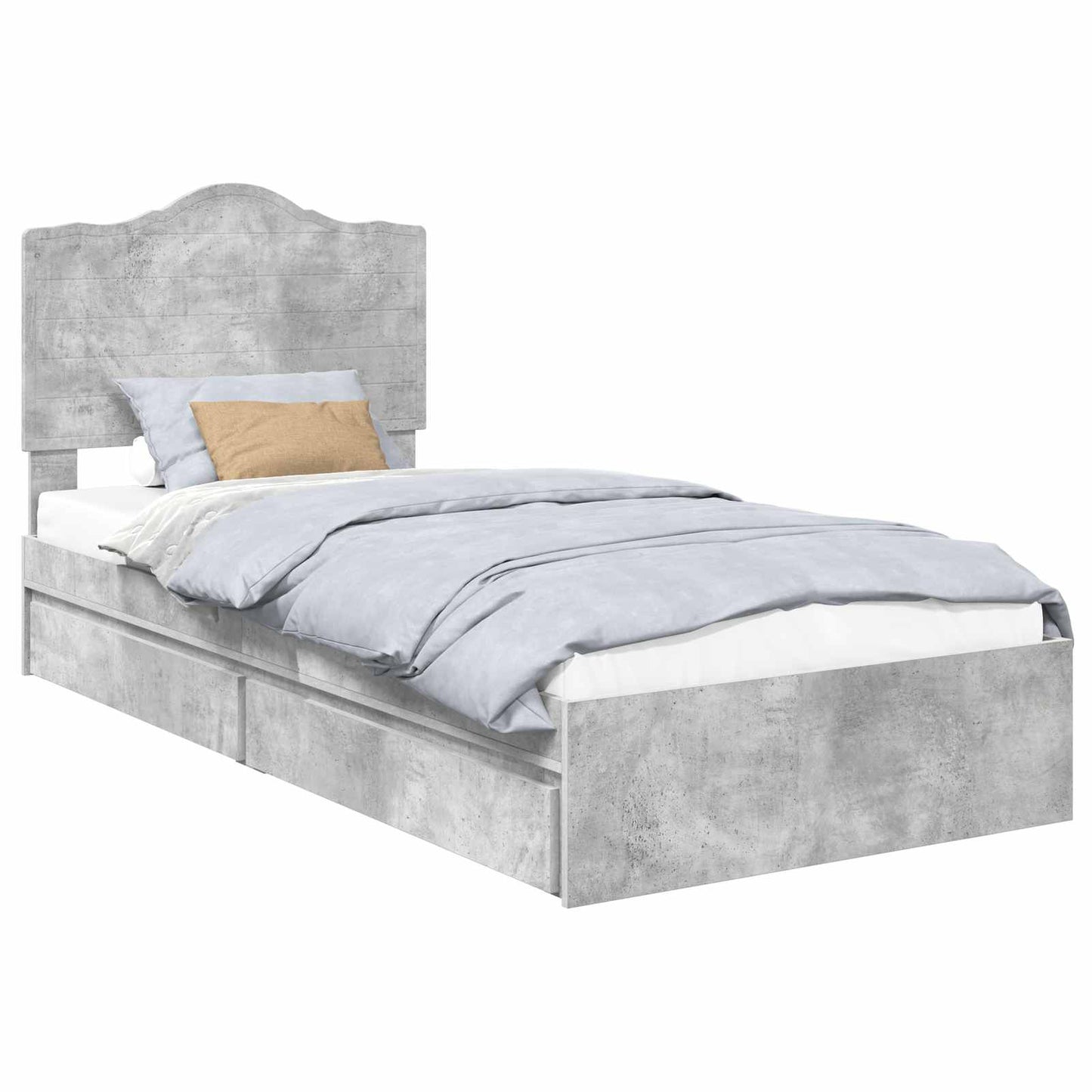 vidaXL Κρεβάτι Αποθήκης Σκυρόδεμα Γκρι 70 x 190 cm Επεξεργασμένο ξύλο