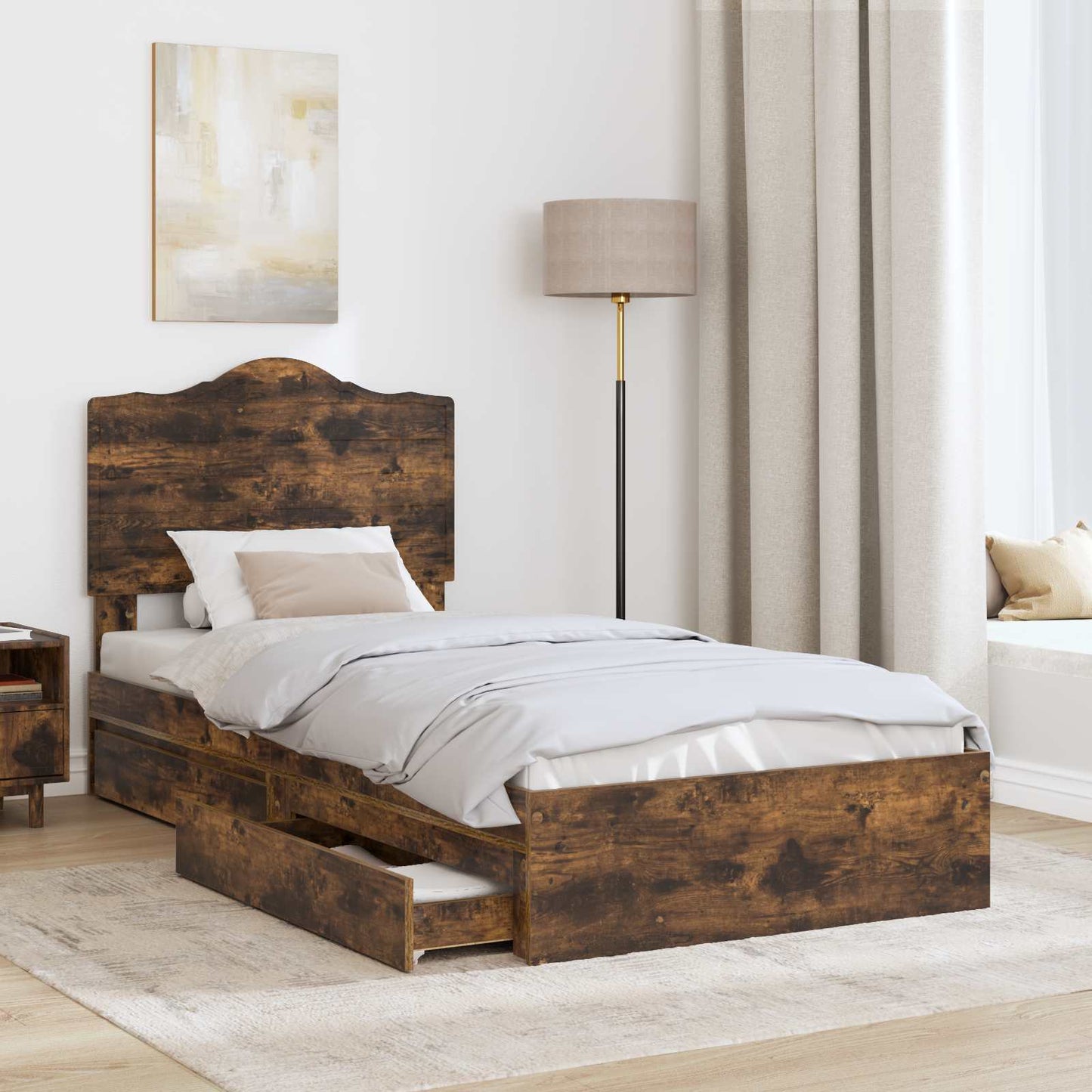 vidaXL Κρεβάτι Αποθήκης Καπνιστό Δρύς 70 x 190 cm Επεξεργασμένο ξύλο