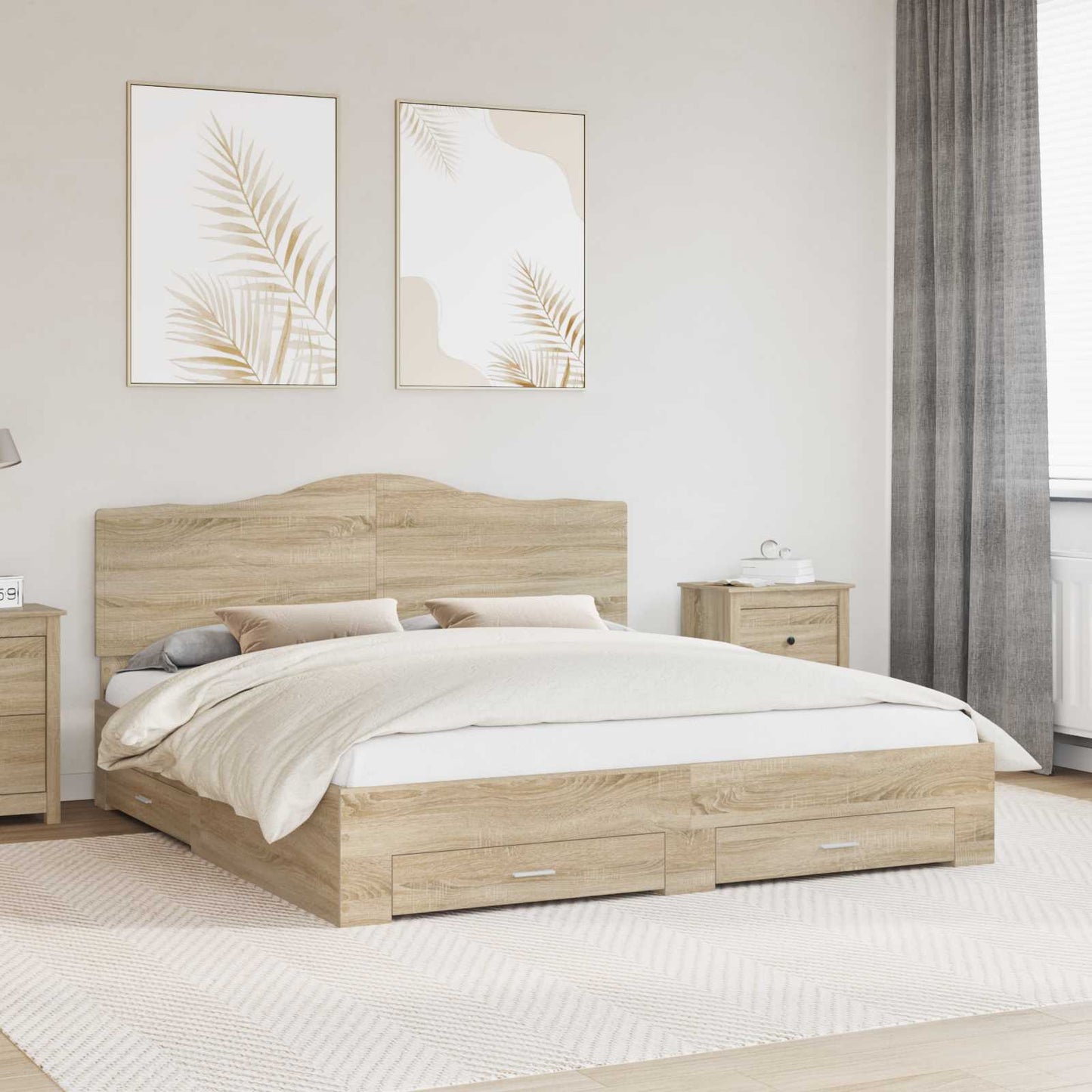 vidaXL Σκελετός Κρεβατιού Δρύς Sonoma 200 x 200 cm Επεξεργασμένο ξύλο