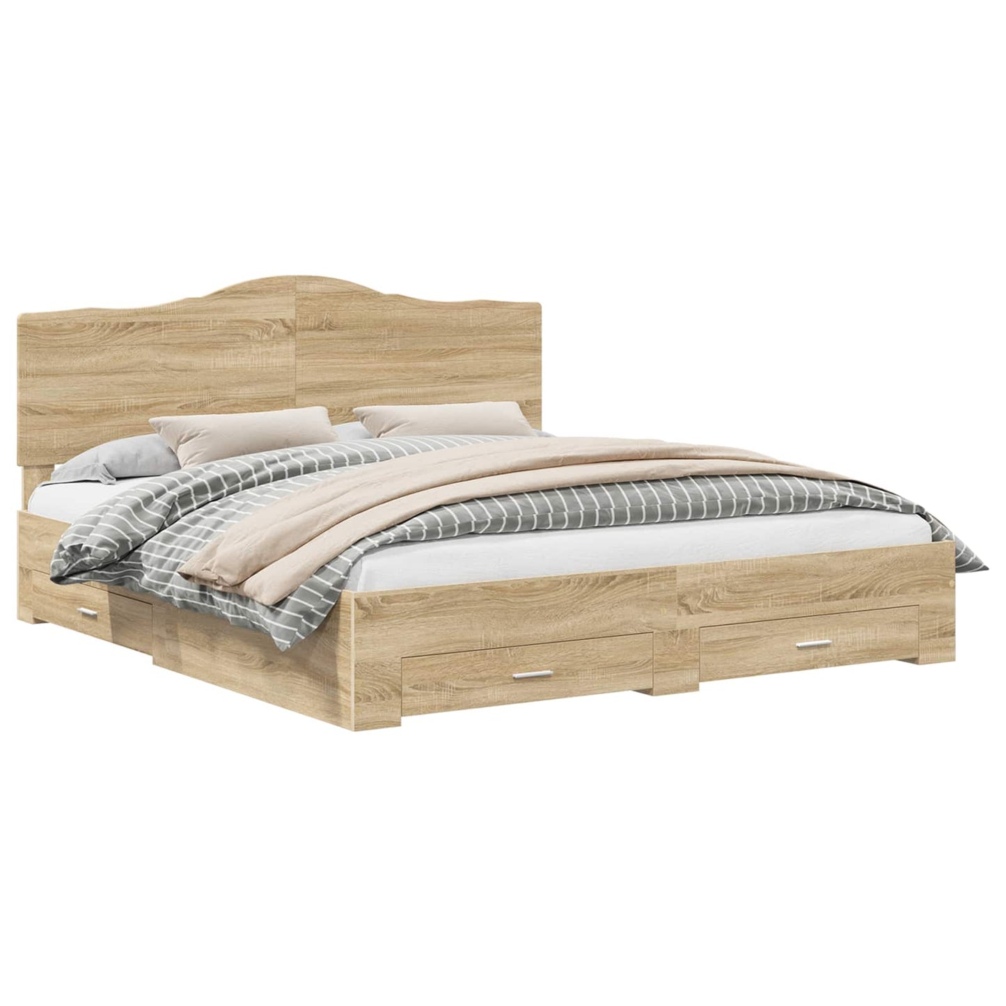 vidaXL Σκελετός Κρεβατιού Δρύς Sonoma 200 x 200 cm Επεξεργασμένο ξύλο
