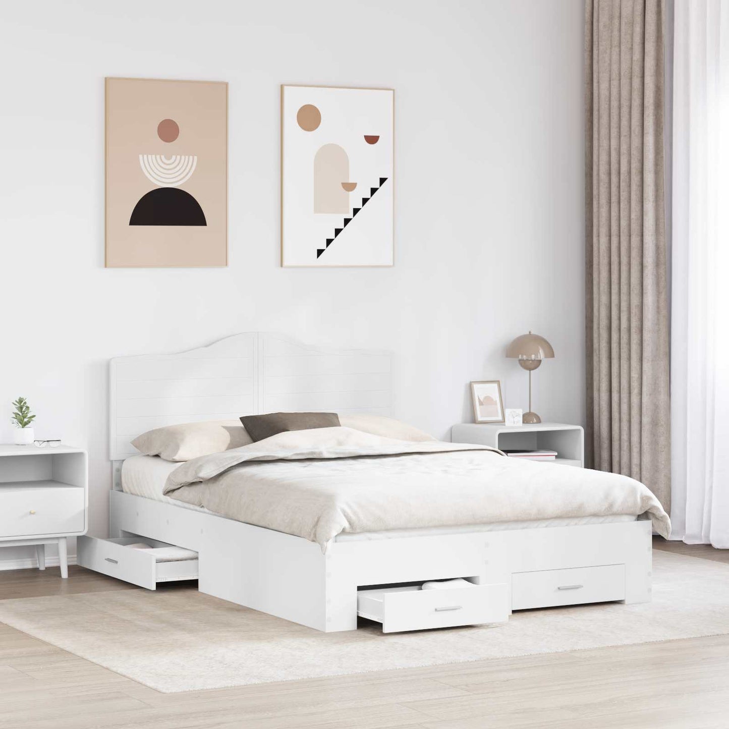 vidaXL Σκελετός Κρεβατιού Λευκό 140 x 200 cm Επεξεργασμένο ξύλο