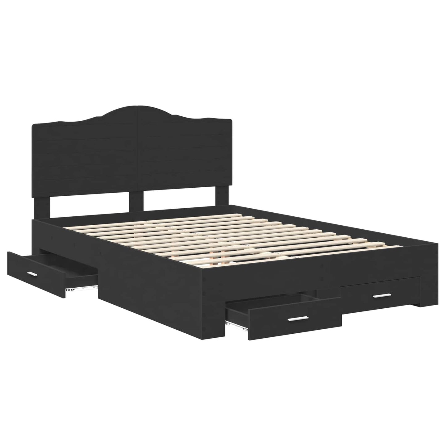 vidaXL Σκελετός Κρεβατιού Μαύρο 140 x 190 cm Επεξεργασμένο ξύλο
