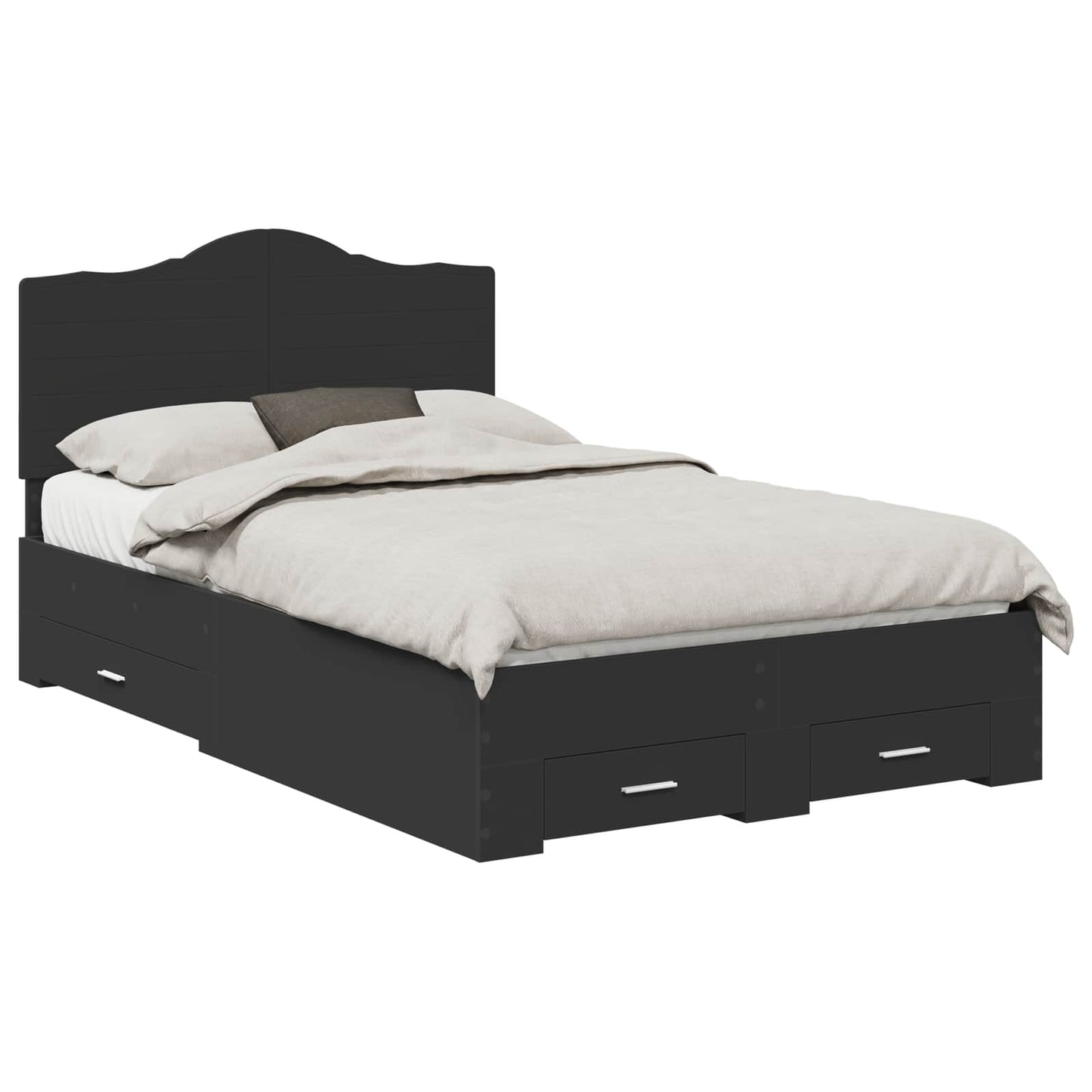 vidaXL Σκελετός Κρεβατιού Μαύρο 135 x 190 cm Επεξεργασμένο ξύλο