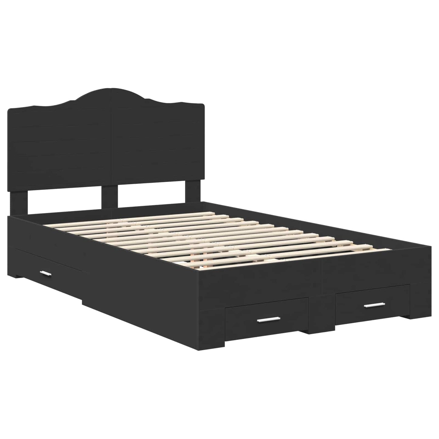 vidaXL Σκελετός Κρεβατιού Μαύρο 135 x 190 cm Επεξεργασμένο ξύλο