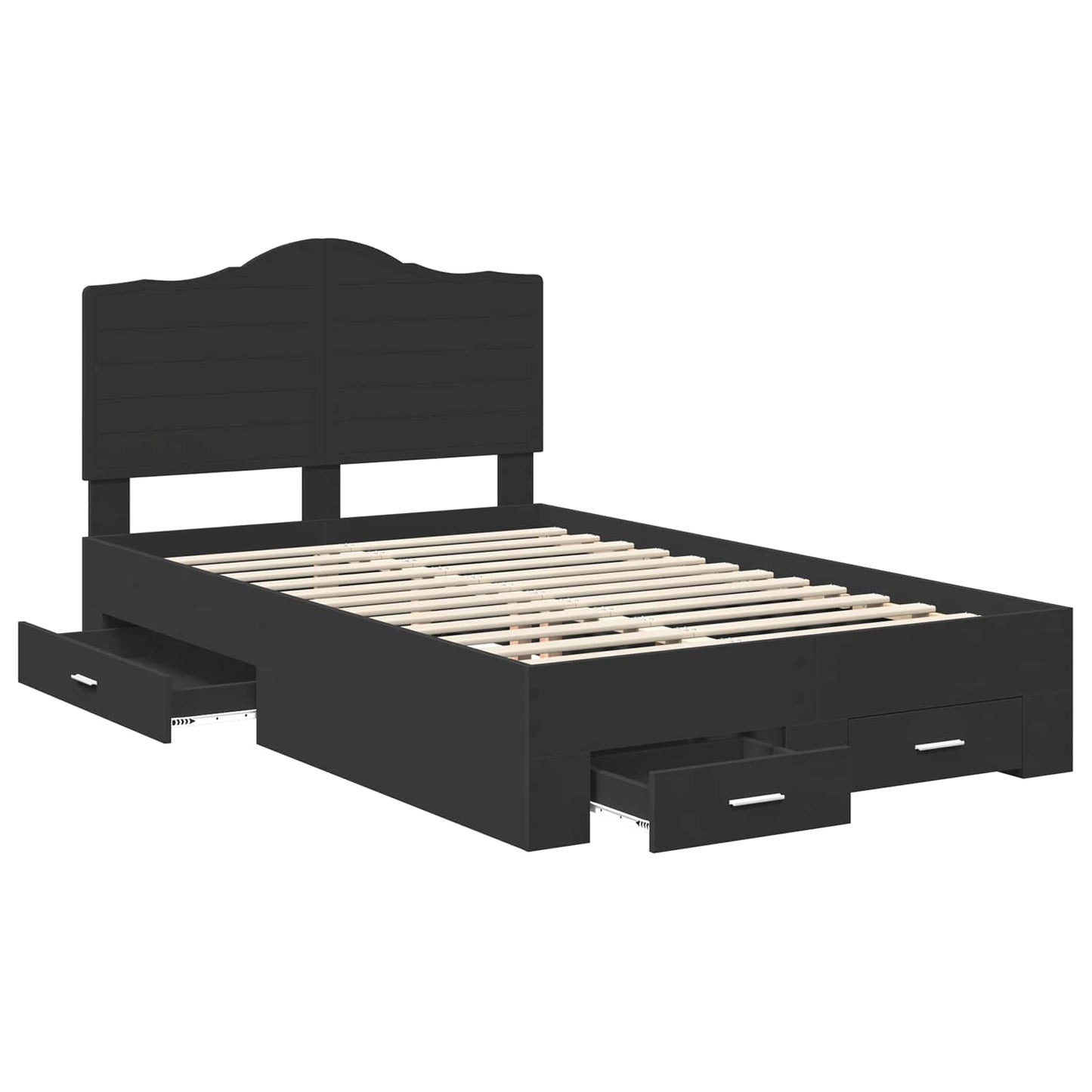 vidaXL Σκελετός Κρεβατιού Μαύρο 135 x 190 cm Επεξεργασμένο ξύλο