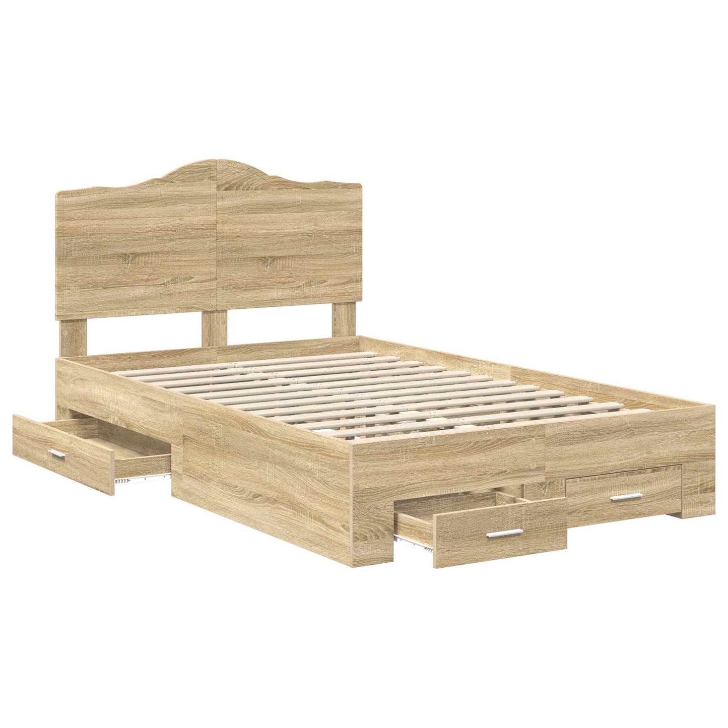 vidaXL Σκελετός Κρεβατιού Δρύς Sonoma 135 x 190 cm Επεξεργασμένο ξύλο