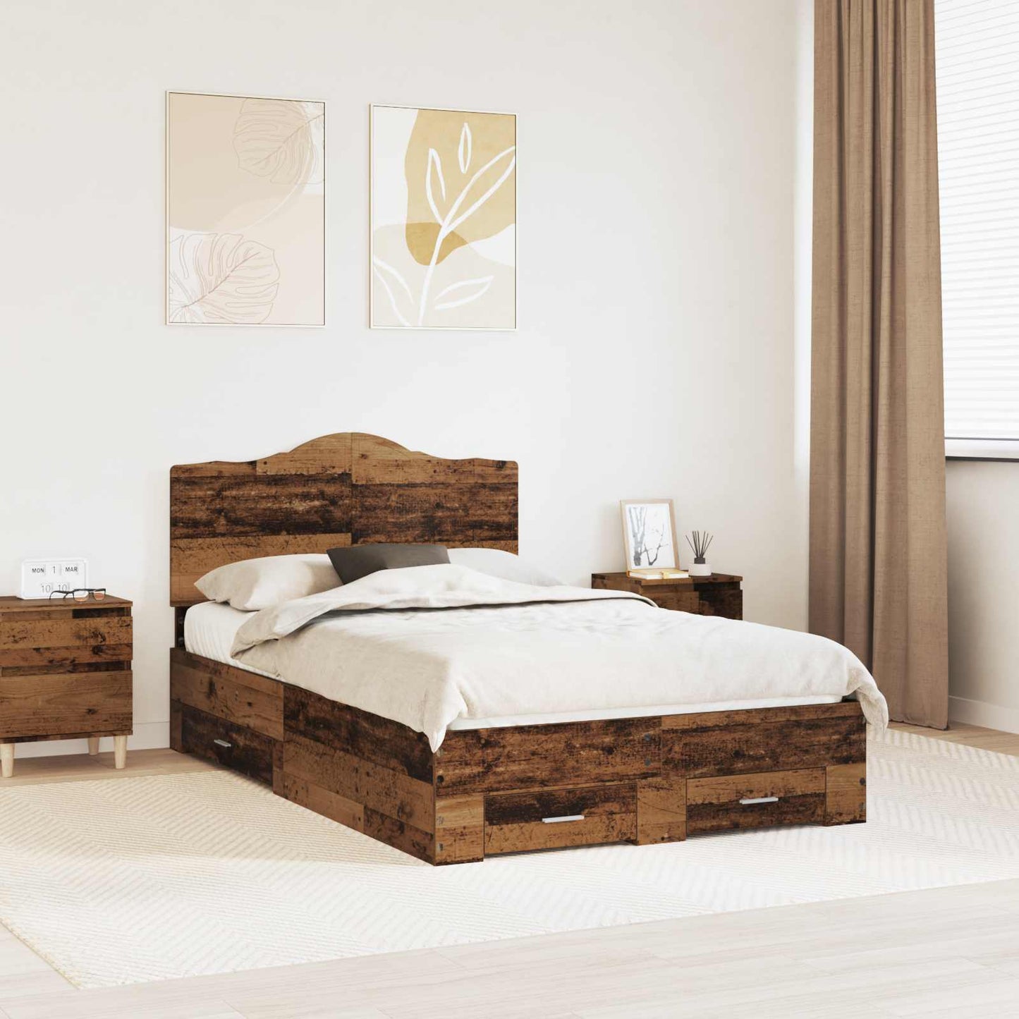 vidaXL Σκελετός Κρεβατιού Παλιό ξύλο 120 x 190 cm Επεξεργασμένο ξύλο
