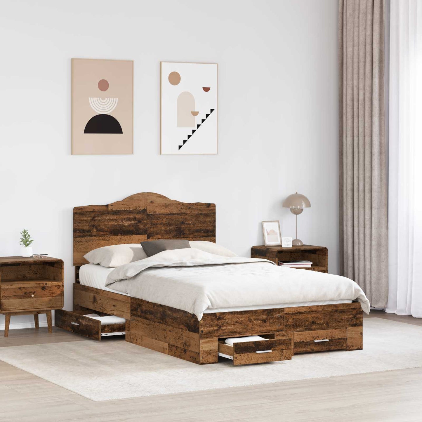 vidaXL Σκελετός Κρεβατιού Παλιό ξύλο 120 x 190 cm Επεξεργασμένο ξύλο