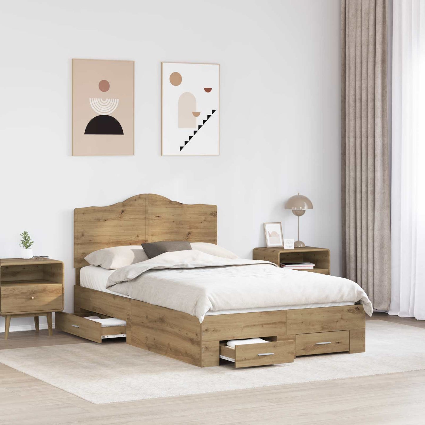 vidaXL Σκελετός Κρεβατιού Artisan Oak 120 x 190 cm Επεξεργασμένο ξύλο