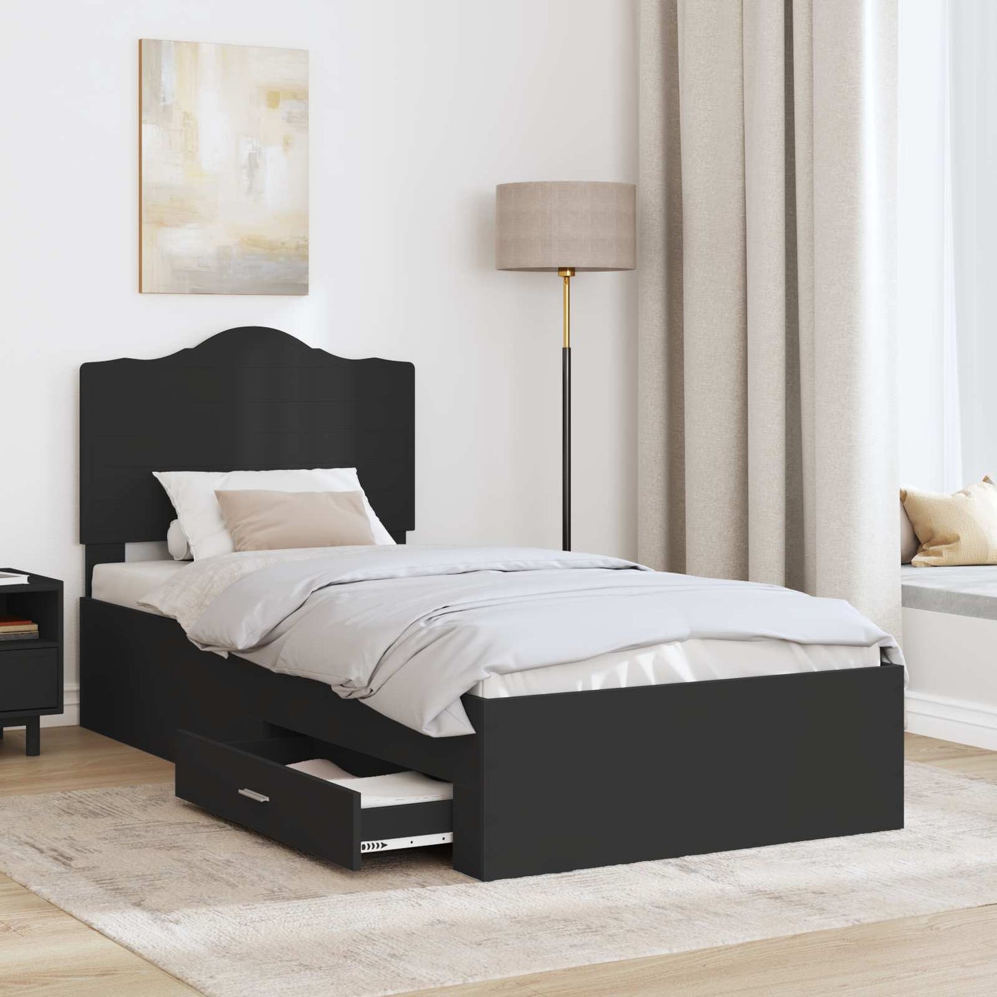 vidaXL Σκελετός Κρεβατιού Μαύρο 100 x 200 cm Επεξεργασμένο ξύλο