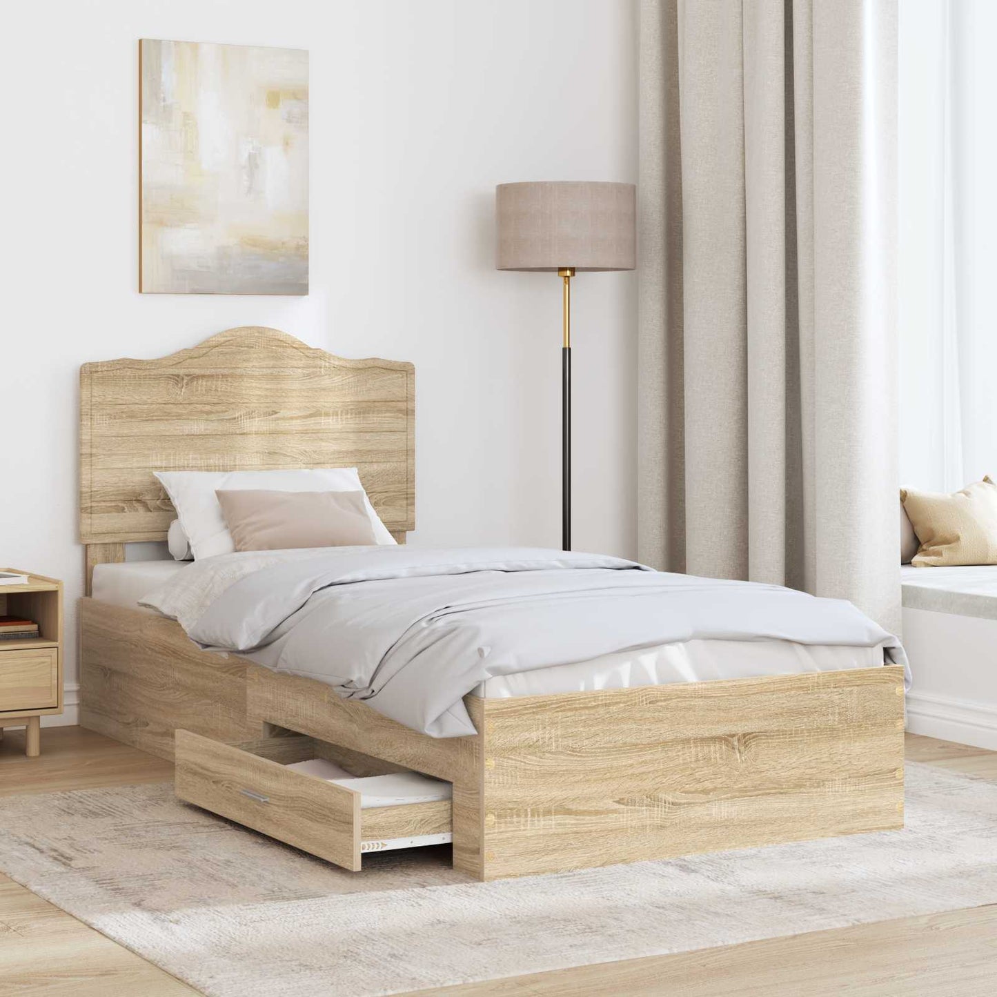 vidaXL Σκελετός Κρεβατιού Δρύς Sonoma 90 x 200 cm Επεξεργασμένο ξύλο