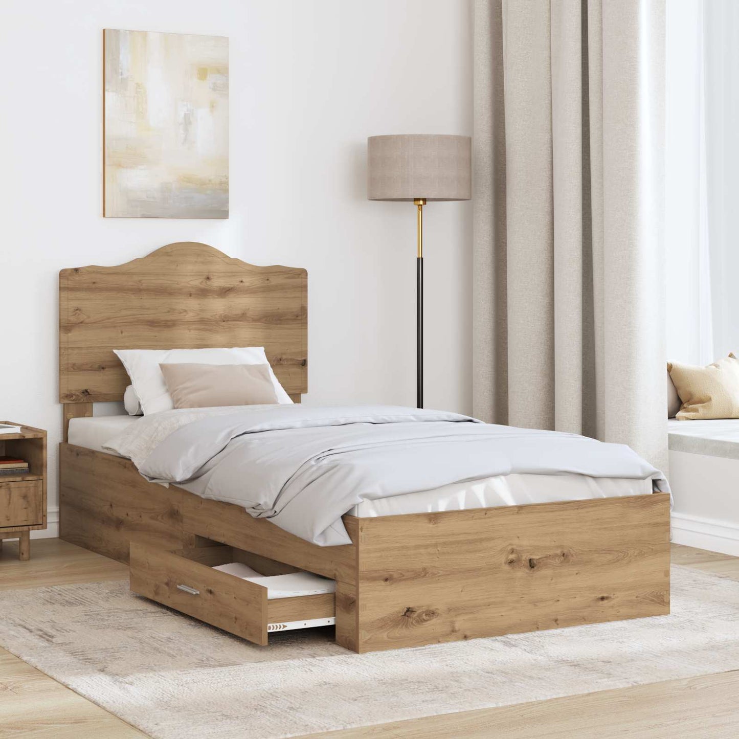 vidaXL Σκελετός Κρεβατιού Artisan Oak 90 x 200 cm Επεξεργασμένο ξύλο