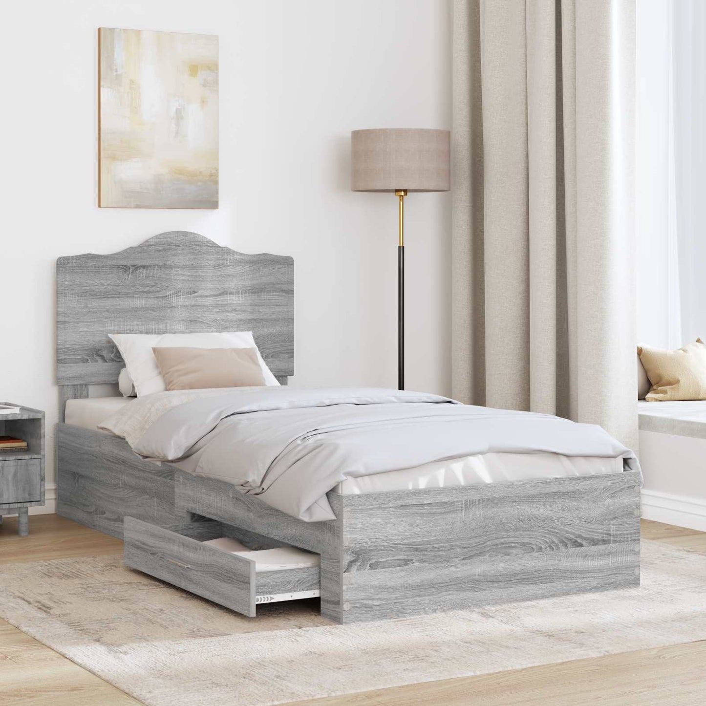 vidaXL Σκελετός Κρεβατιού Γκρίζο Σονομα 90 x 190 cm Επεξεργασμένο ξύλο
