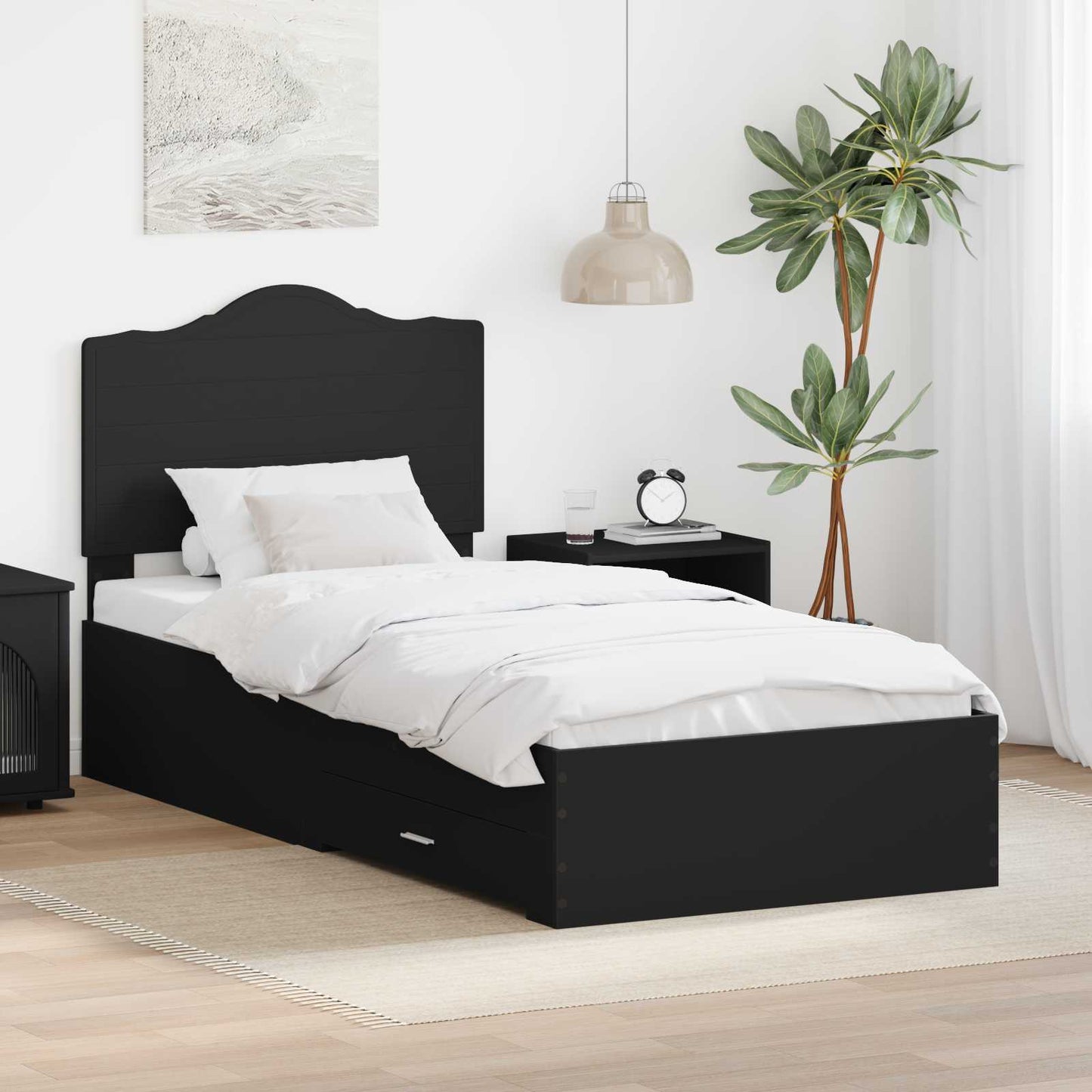 vidaXL Σκελετός Κρεβατιού Μαύρο 70 x 190 cm Επεξεργασμένο ξύλο