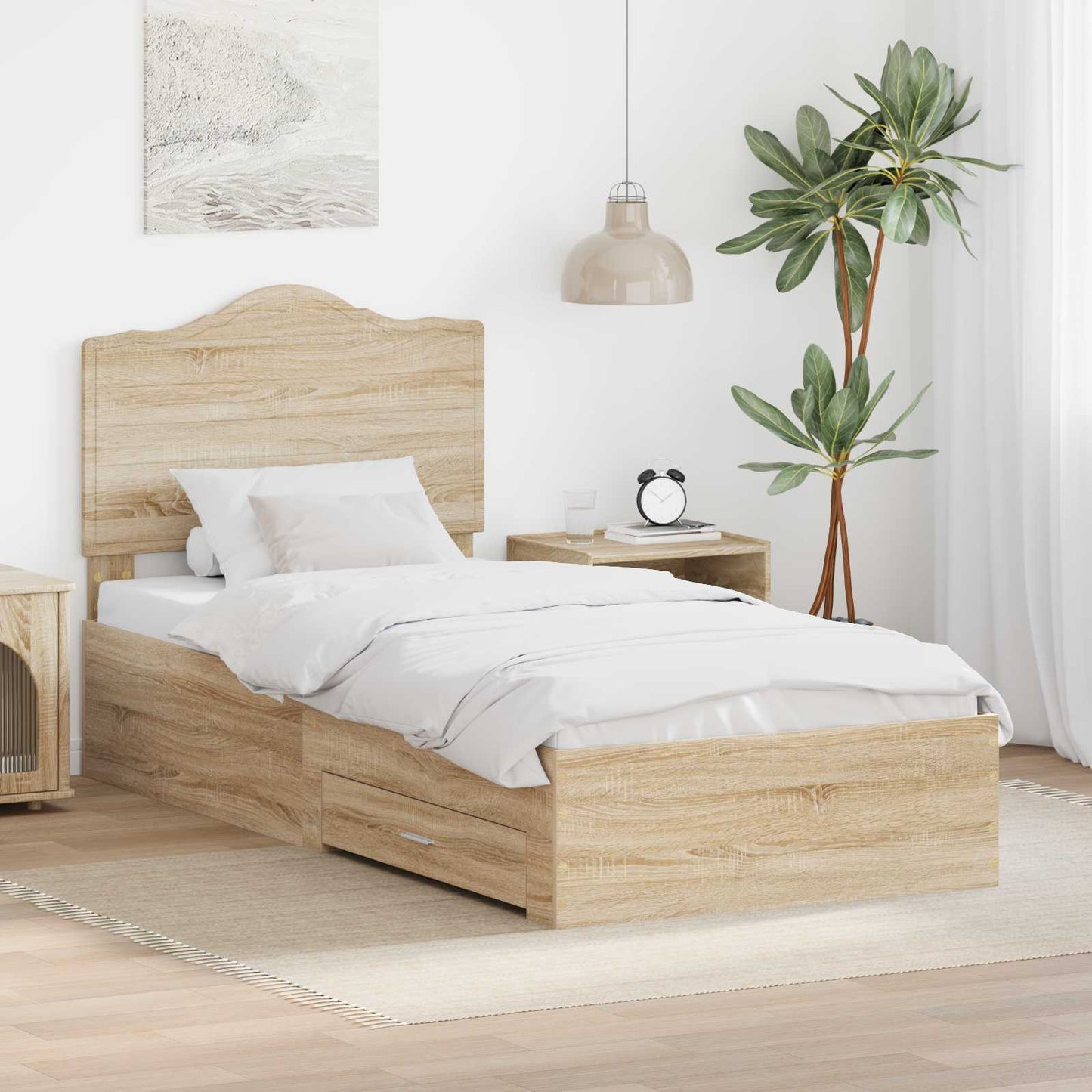 vidaXL Σκελετός Κρεβατιού Δρύς Sonoma 70 x 190 cm Επεξεργασμένο ξύλο