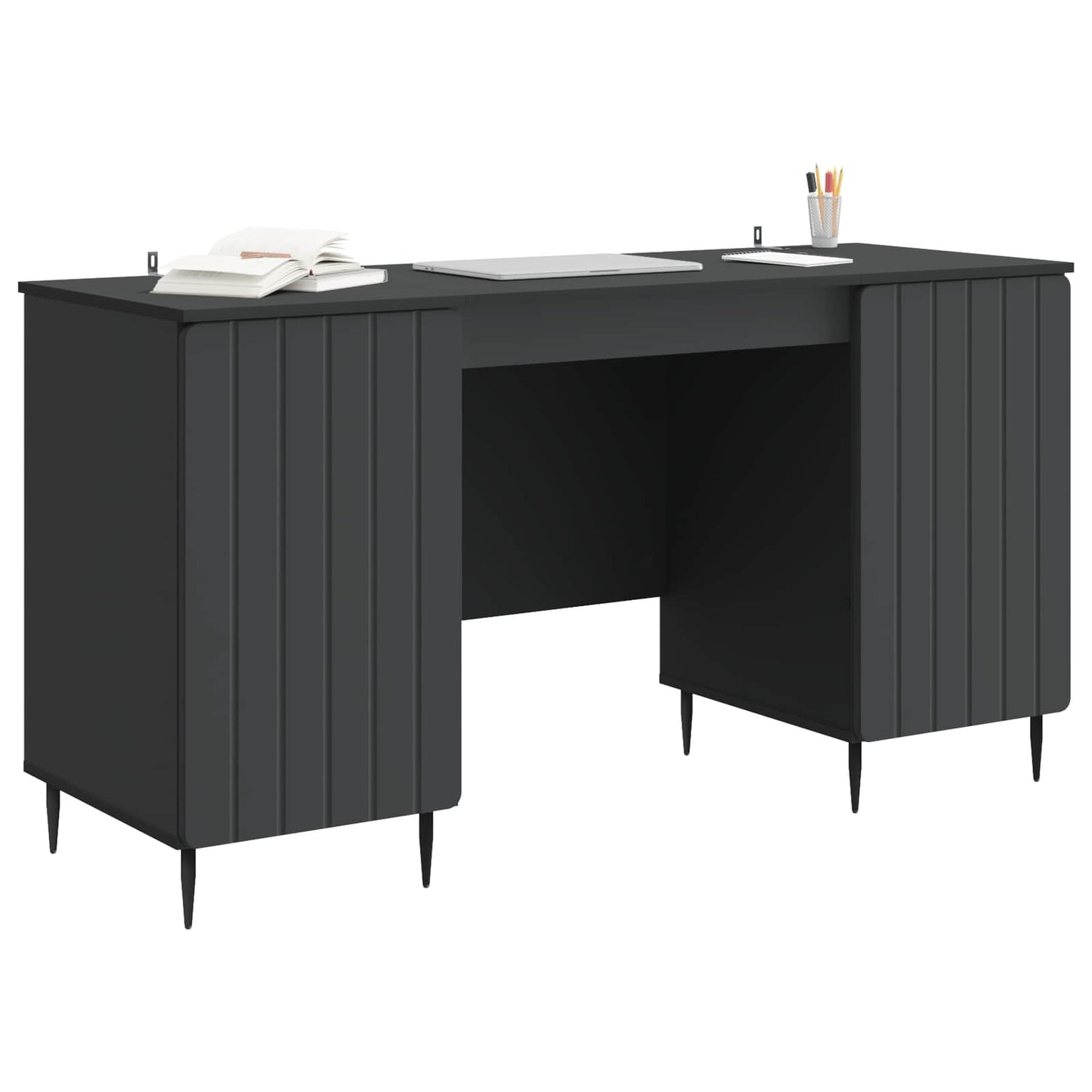 vidaXL Γραφείο με ράφι Μαύρο 142,5 x 50 x 75 εκ. Επεξεργασμένο Ξύλο