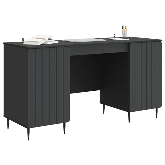 vidaXL Γραφείο με ράφι Μαύρο 142,5 x 50 x 75 εκ. Επεξεργασμένο Ξύλο