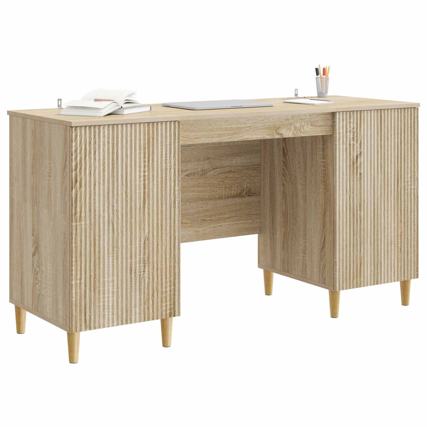 vidaXL Γραφείο Sonoma Δρυς 142,5 x 50 x 75 εκ. Επεξεργασμένο Ξύλο