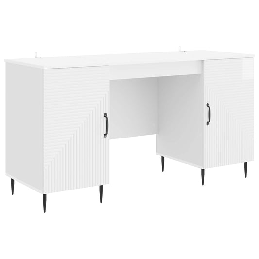 vidaXL Γραφείο Γυαλιστερό Λευκό 142,5 x 50 x 75 εκ. Επεξεργασμένο Ξύλο