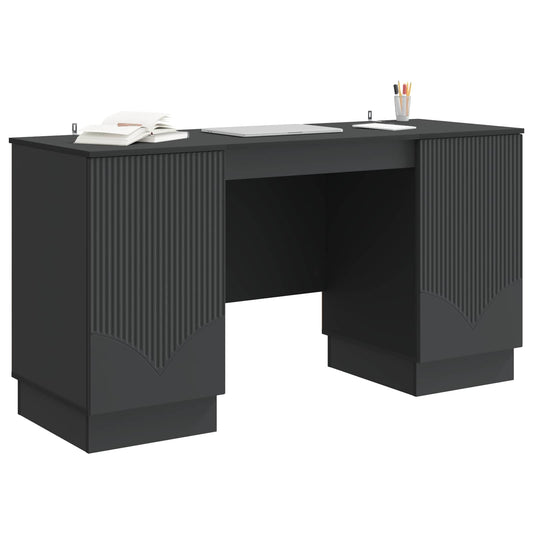 vidaXL Γραφείο με ράφι Μαύρο 142,5 x 50 x 75 εκ. Επεξεργασμένο Ξύλο