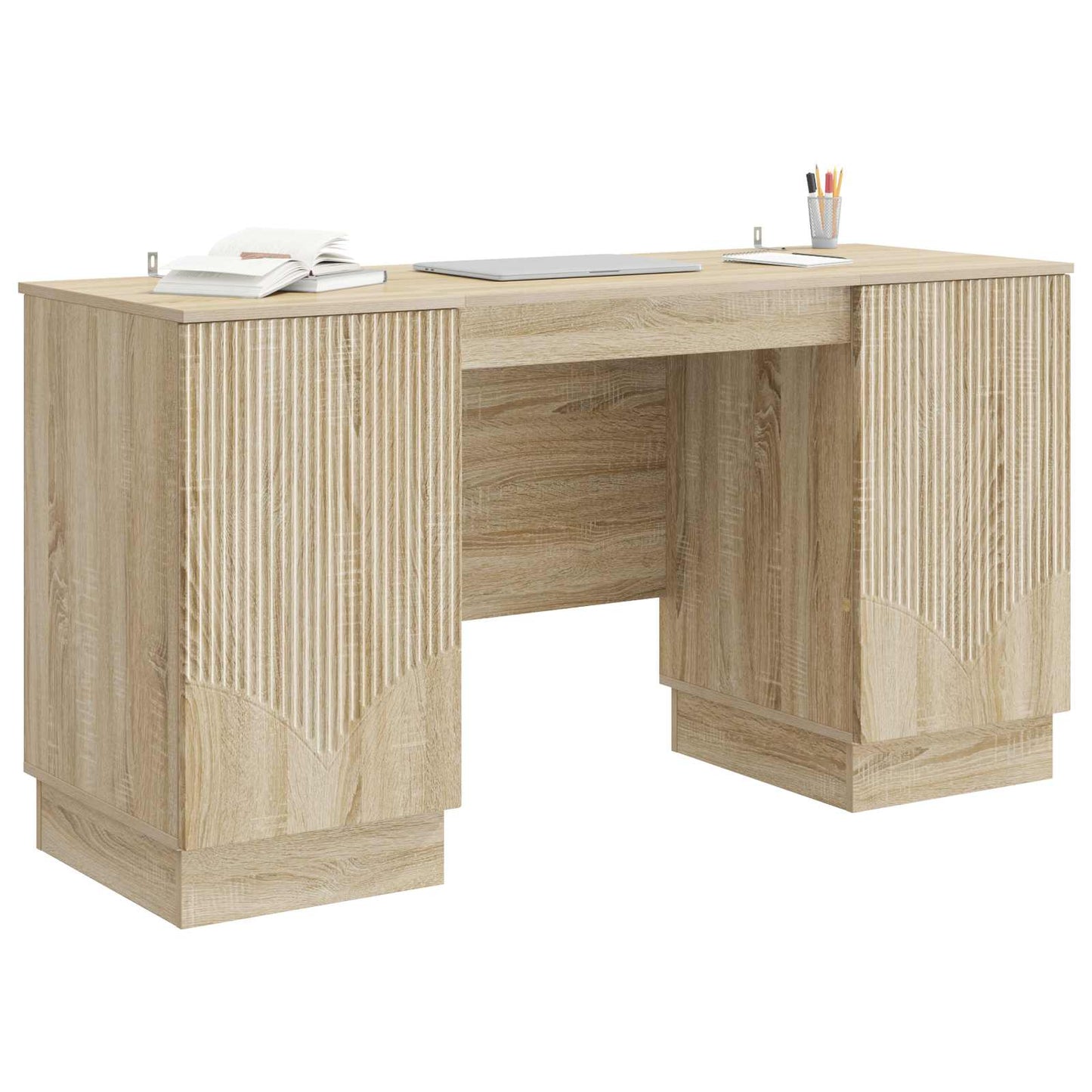 vidaXL Γραφείο Sonoma Δρυς 142,5 x 50 x 75 εκ. Επεξεργασμένο Ξύλο