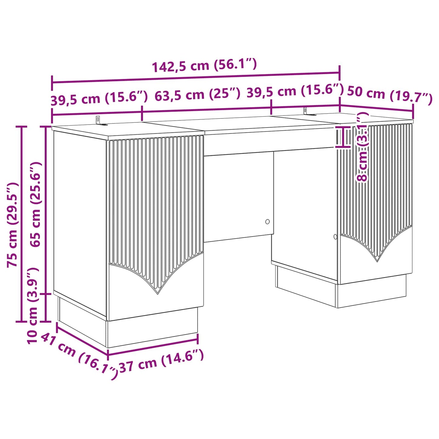 vidaXL Γραφείο Artisan Δρυς 142,5 x 50 x 75 εκ. Επεξεργασμένο Ξύλο
