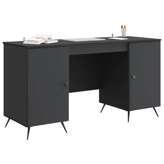 vidaXL Γραφείο με ράφι Μαύρο 142,5 x 50 x 75 εκ. Επεξεργασμένο Ξύλο