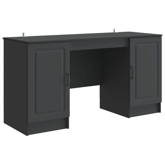 vidaXL Γραφείο με ράφι Μαύρο 142,5 x 50 x 75 εκ. Επεξεργασμένο Ξύλο