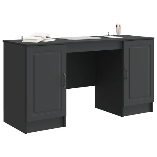 vidaXL Γραφείο με ράφι Μαύρο 142,5 x 50 x 75 εκ. Επεξεργασμένο Ξύλο