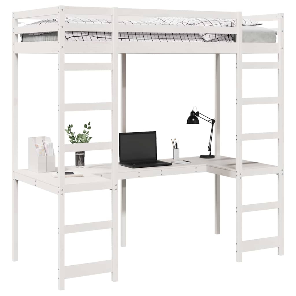 vidaXL Σκελετός κρεβατιού σοφίτας Λευκό 90 x 190 cm