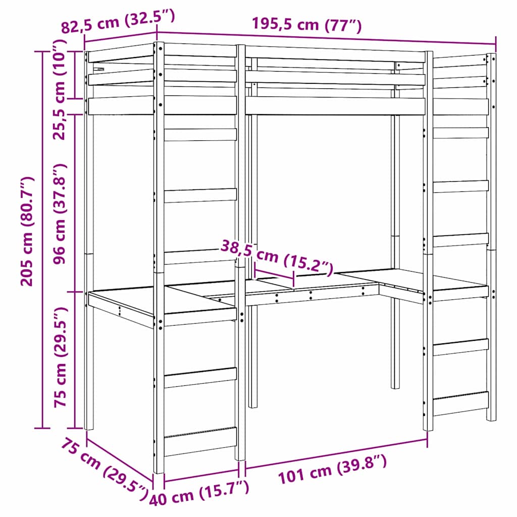 vidaXL Σκελετός κρεβατιού σοφίτας Λευκό 75 x 190 cm