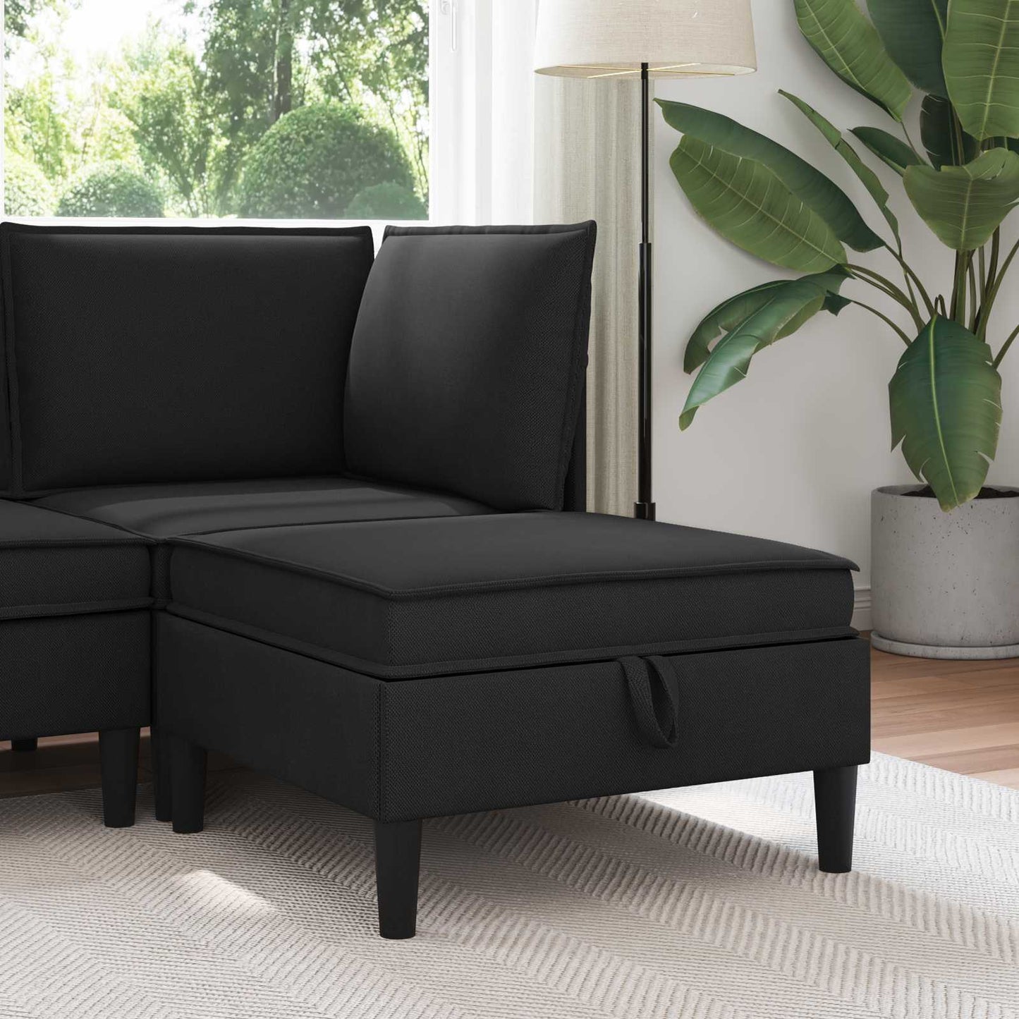 vidaXL Σκαμπό Καναπέ με Αποθήκη Μαύρο Βελούδο