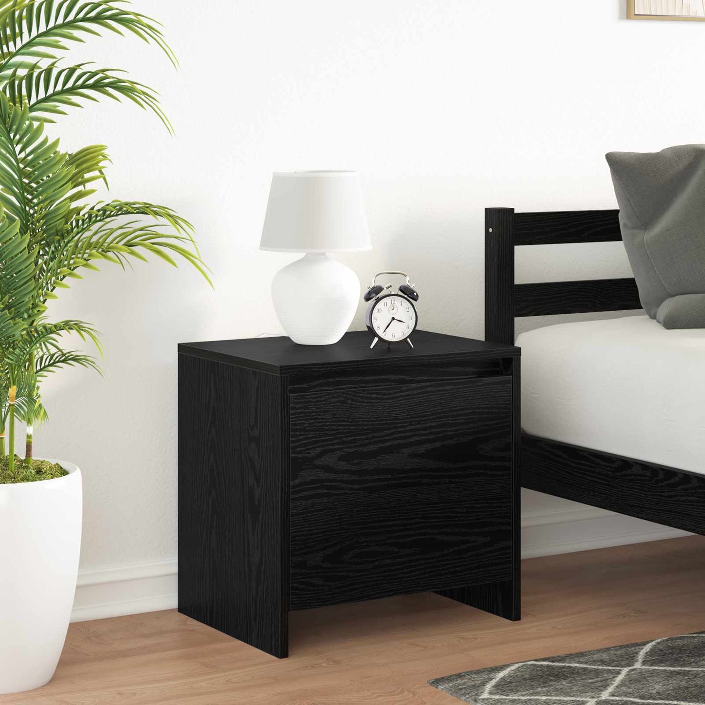 vidaXL Κομοδίνο Μαύρη Οξυά 45 x 34 x 44,5 εκ Επεξεργασμένο Ξύλο
